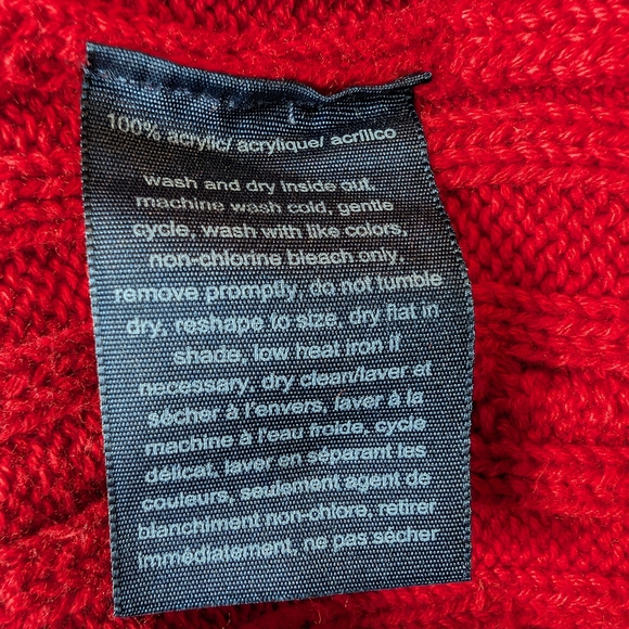 Pre-owned Tommy Hilfiger Red Sweater with Striped Hem - Picture 9 of 9